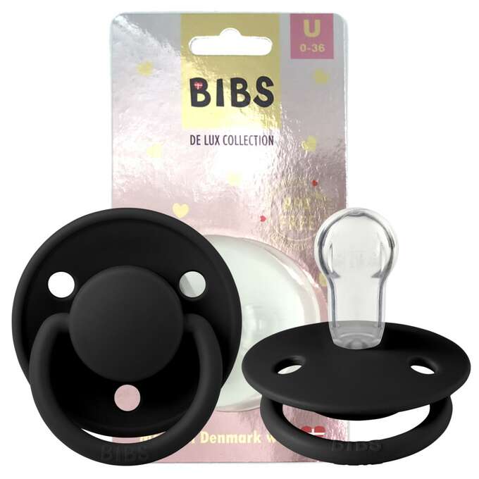 BIBS DE LUX Smoczek uspokajający silikonowy BLACK one size