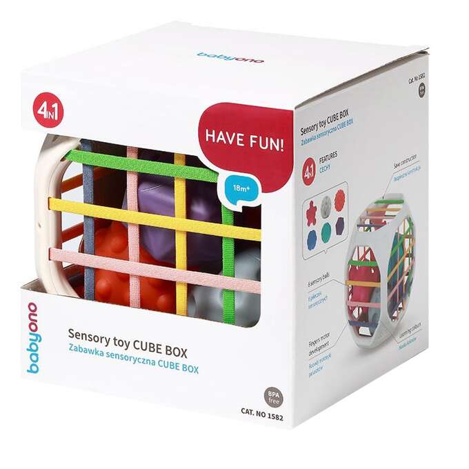 BABYONO Zabawka sensoryczna sorter kształtów CUBE BOX