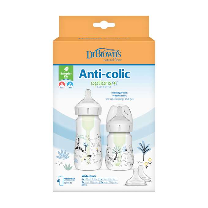Dr Brown′s Zestaw startowy Butelki antykolkowe Options+ szeroka szyjka 2 sztuki